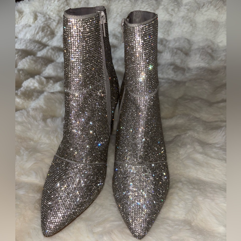 Silver Glitter Ankle Boots